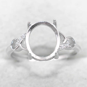 Sterling Silver 9*11mm Semi Mount Ring Empty Frame Blank Support Claws Setting S925 Base Holder Without Center Stone for Inlay