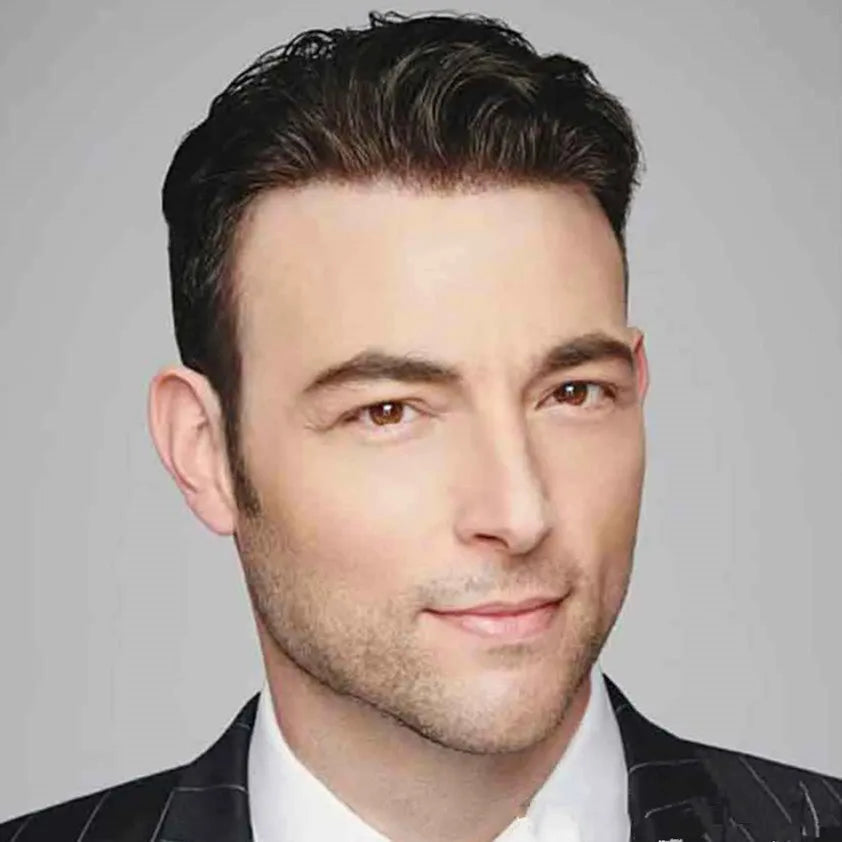 Thin Skin  PU Skin 100% Human Hair Toupee for Men