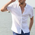 Breathable Thin Trendy White T-shirts for Man Summer Single Breasted Short Sleeves Shirts