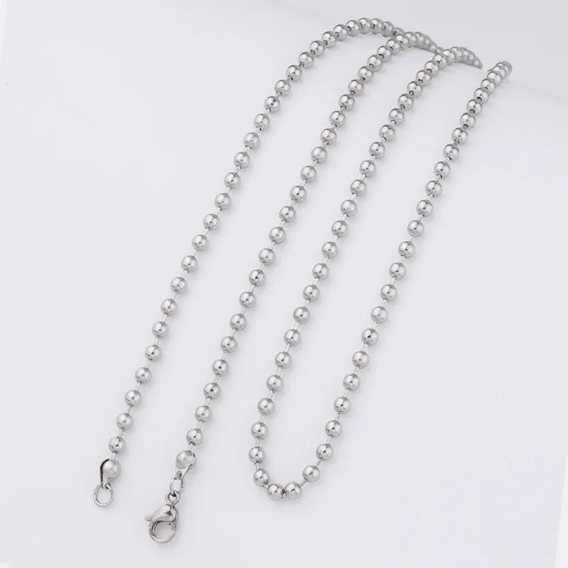Direct Selling Silver Bead Chain Jewelry Retro Round Bead DIY Necklace Chain Long Wave Bead Sweater Chain for Men and Women
