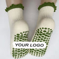 Custom Logo Anti Slip Yoga Sock Women Cotton Yoga Running Socks Custom Crew Pilates Sock With Bottom Grippers