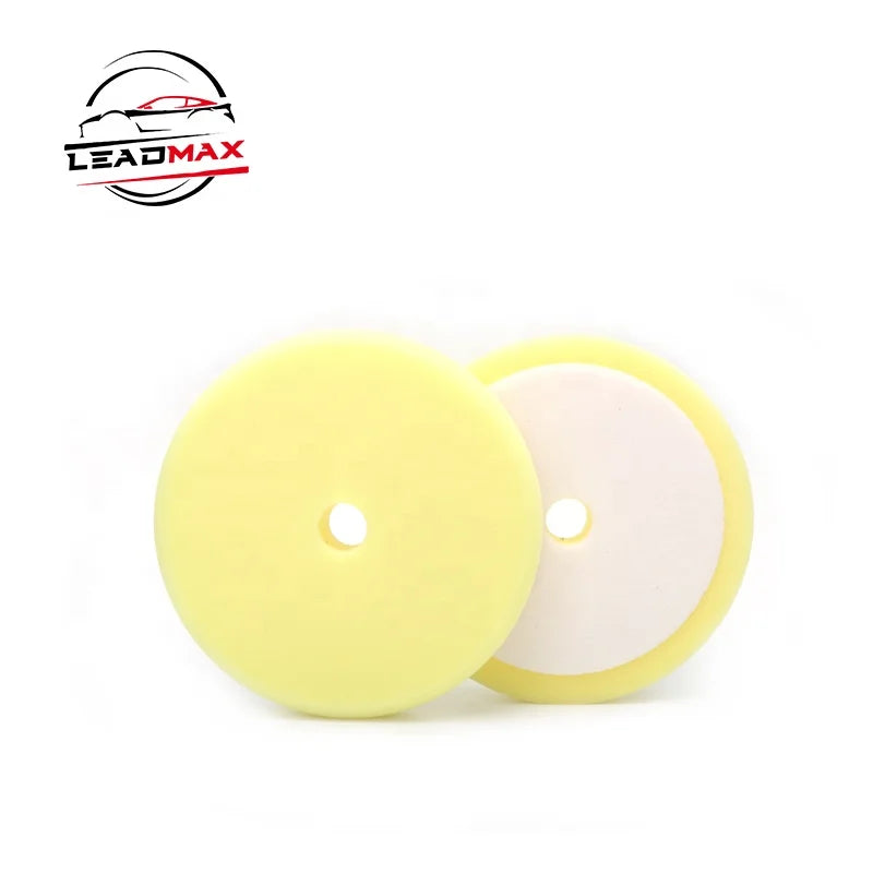 150mm Yellow Flat Straight Edge Polishing Pad Small Flocking Perforated Diamond Foam Sponge Car Care OEM Customization Supported