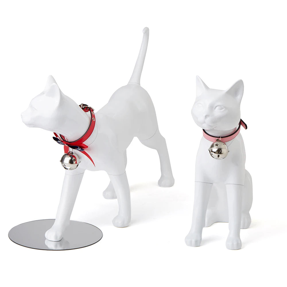 KITTY Cat Model Window Display Cute Pet Props Display Stand Glossy White Full Body Fiberglass Cat Mannequin Cat Model n