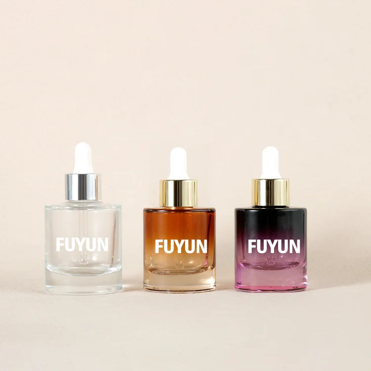 Thick Wall Clear 30ml/50ml Glass Dropper Bottle Heavy Bottom 1oz Cosmetic Toner Pump Serum Bottle Skin Care Serum Face Cream