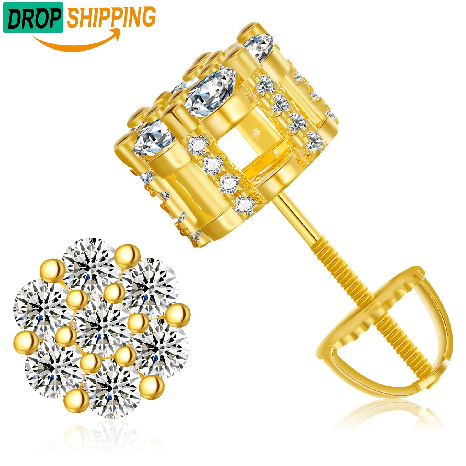 Dropshipping Pass Diamond Tester Men Jewelry 925 Sterling Silver VVS Moissanite Diamond Geometric Honeycomb Stud Earrings
