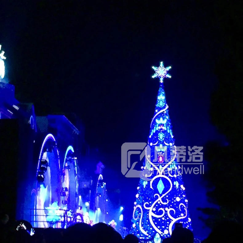 Large Square Illuminated Christmas Tree Giant LED Controlled Lights Christmas Decoration for Sale