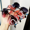 Hot Selling Metal Rimless Big Frame Oversized Square Bling Diamond Rhinestone Outdoor Shades Sun Glasses Men Women Sunglasses