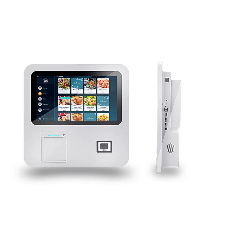New Arrivals 15.6 Inch Wall Mount Self Serving Kiosk Self Checkout Machine With QR Scanner Thermal Printer