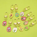 French Retro Luxury Metal Keychain Light Oil Painting Flowers Monet Garden UV Printed Enamel Pendant Alloy Material