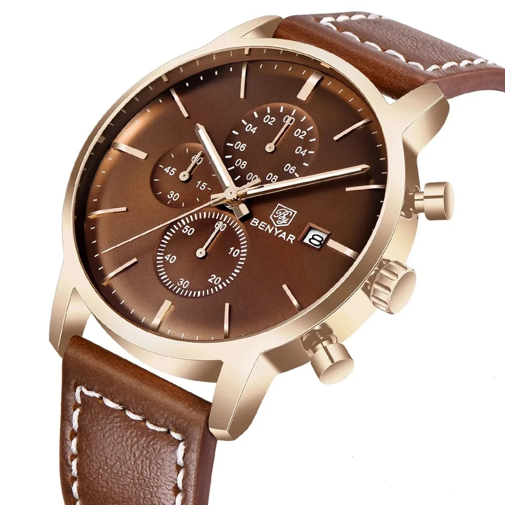 BENYAR Fashion 5146 Chronograph Sport Mens Watches New Luxury Quartz Watch Reloj Hombre Saat Clock Male Hour Relogio Masculino