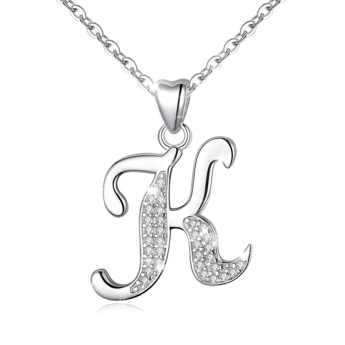 Merryshine Custom Sterling Silver 925 Letter a to Z Initials Pendant Necklace