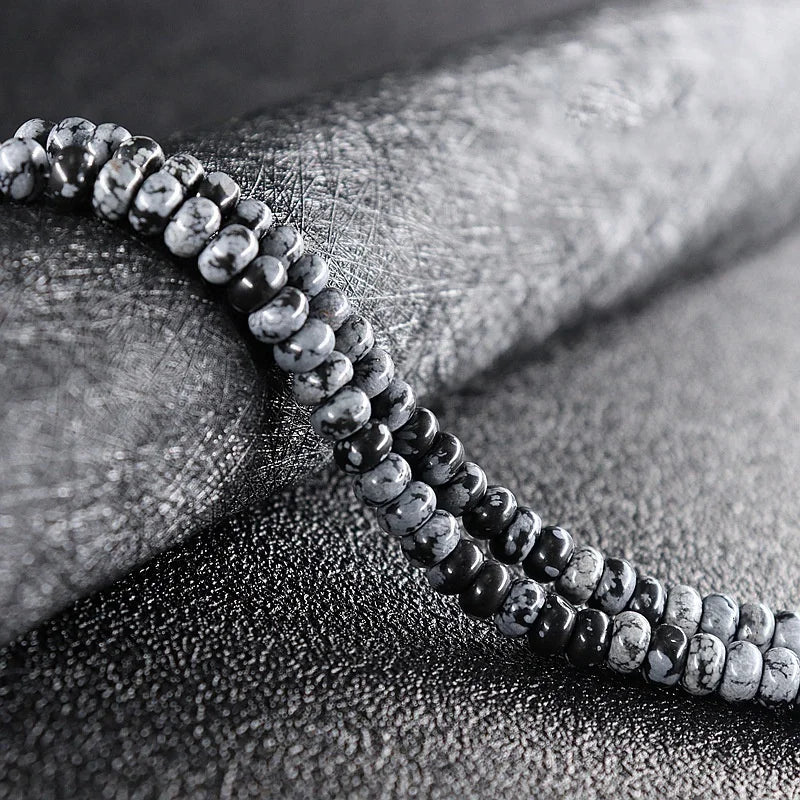 Natural Beads for Jewelry Making Accessories Snowflake Obsidian Rondelle Abacus Shape Loose Beads 15.5"