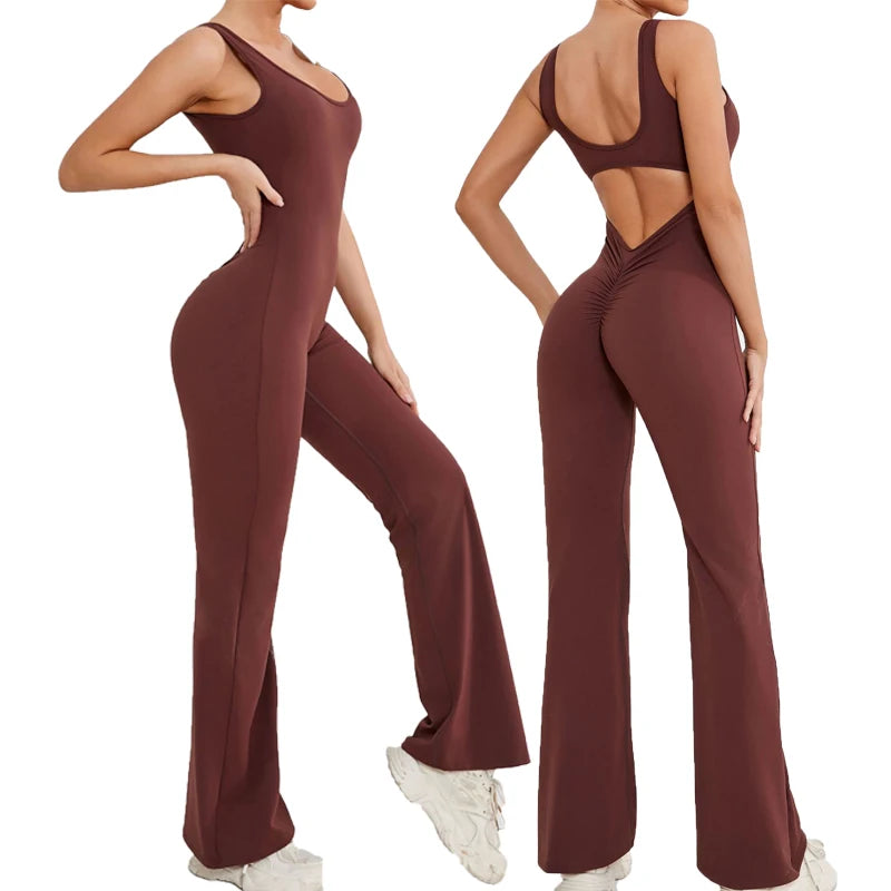 Sexy Backless Women Sports Jumpsuit for Casual Sports Gym Jumpsuit Workout Full Length Yoga Jumpsuit One Piece Yoga Bodysuits