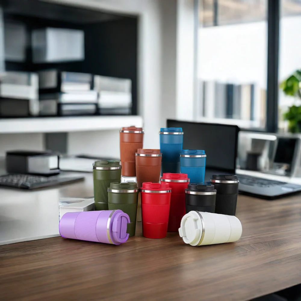 380ml/510ml Powder Coated Stainless Steel 304 Mugs Vacuum Insulated Thermal Espresso Coffee Cups with Lids
