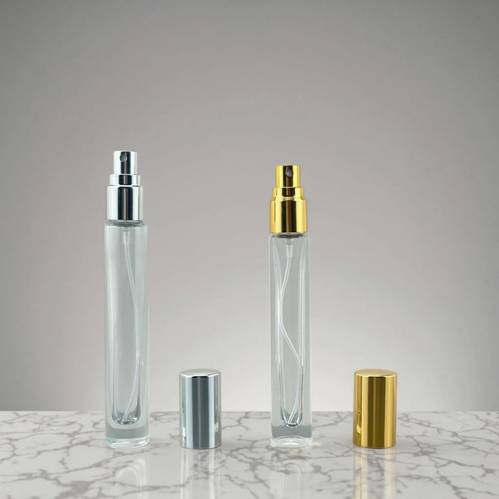 Wholesale 10ml Glass Perfume Bottle 13mm Screw Square Cylindrical Glass Bottle Perfume Essential Oil Water Packaging