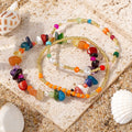 Go2boho Handmade 3PCS Bohemian  Beaded Bracelet Set Multicolor Semi Precious Gemstone Stretch Bracelet Fashion Jewelry for Women