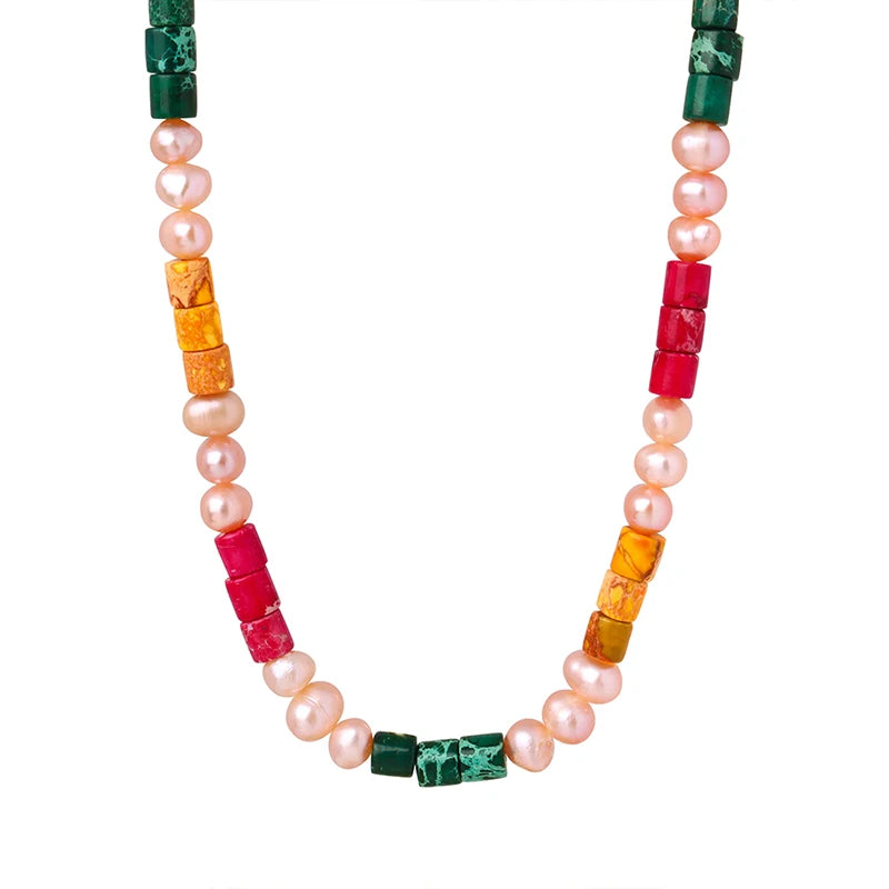 Personality Fashion Trend Jade Cylinder Titanium Steel Plated Gold Collarbone Necklace for Women
