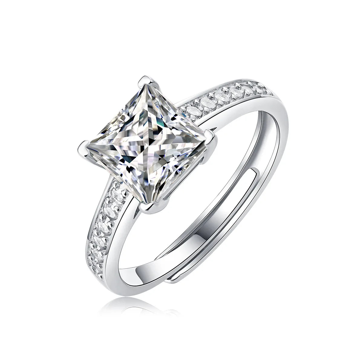 S925 Silver Moissanite Adjustable Proposal Rings Durable and Stylish Wedding Accessory