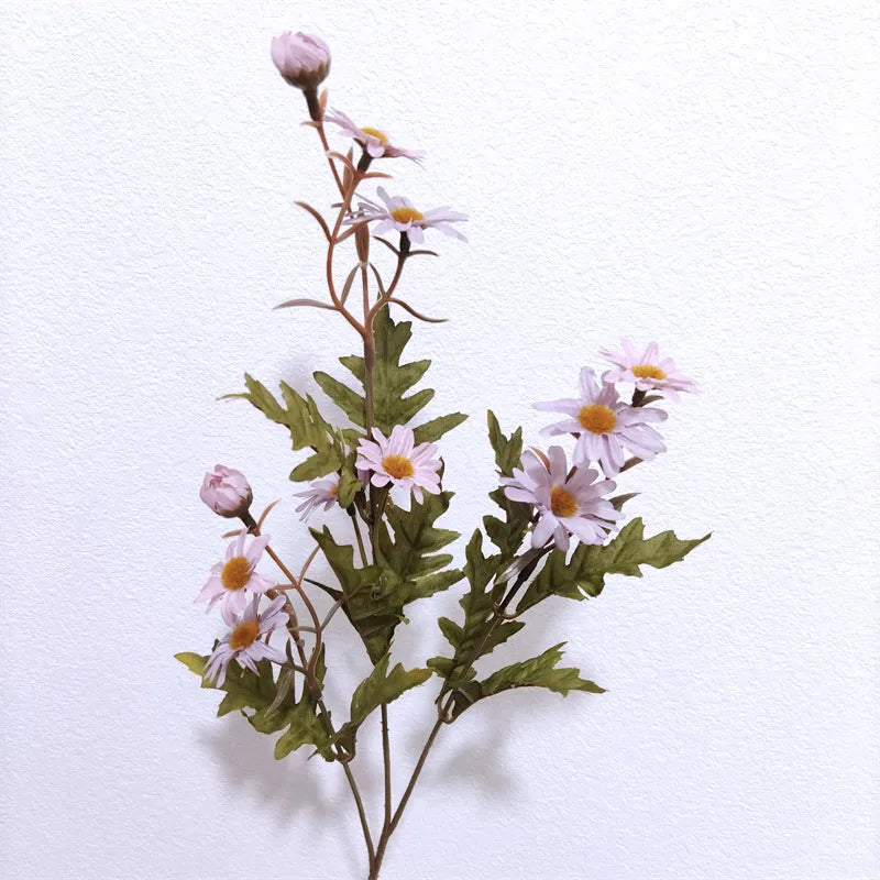 New 3-Headed Plastic Artificial Silk Daisy Flowers 64cm Autumn Color Wedding Decoration