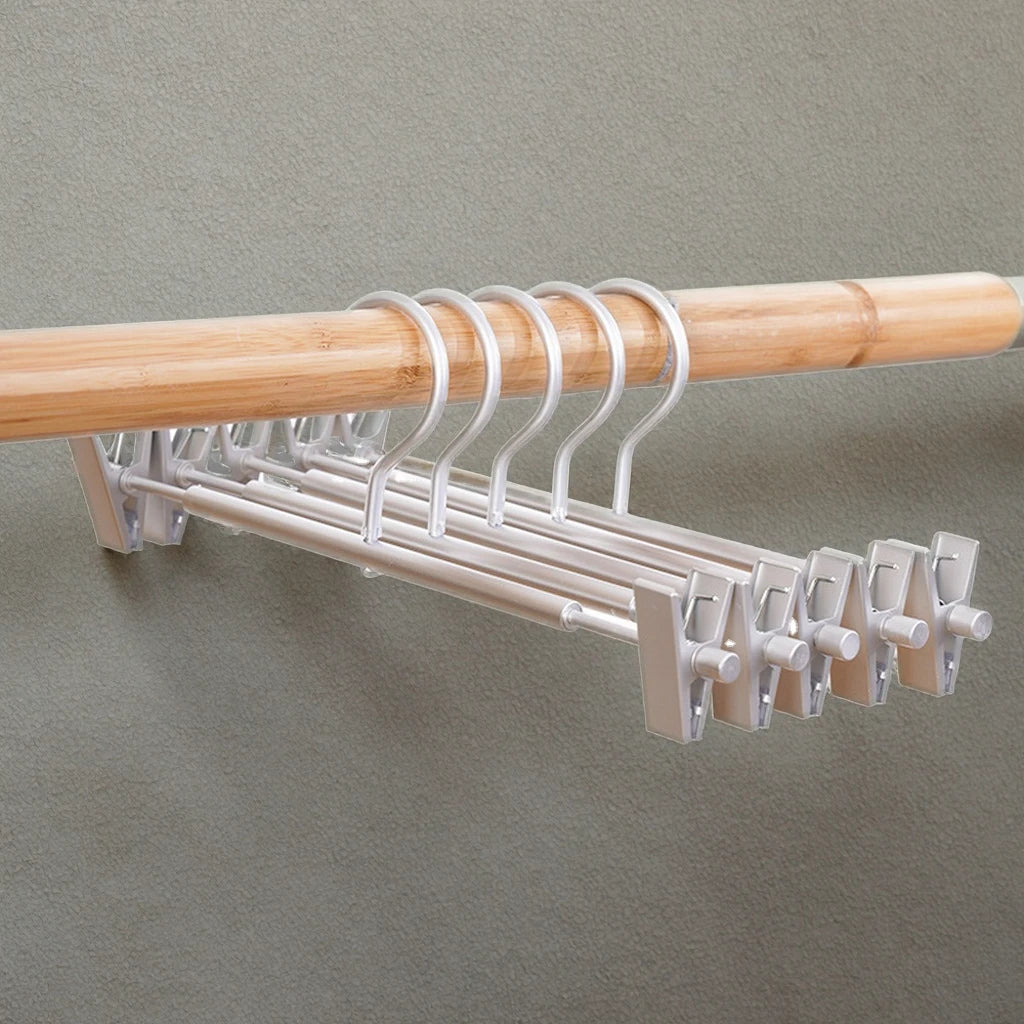 Ready to Ship Space Saving Pants Hangers Aluminum Alloy Non slip Trouser Folding Aluminum 5 Multiple Pants Hanger