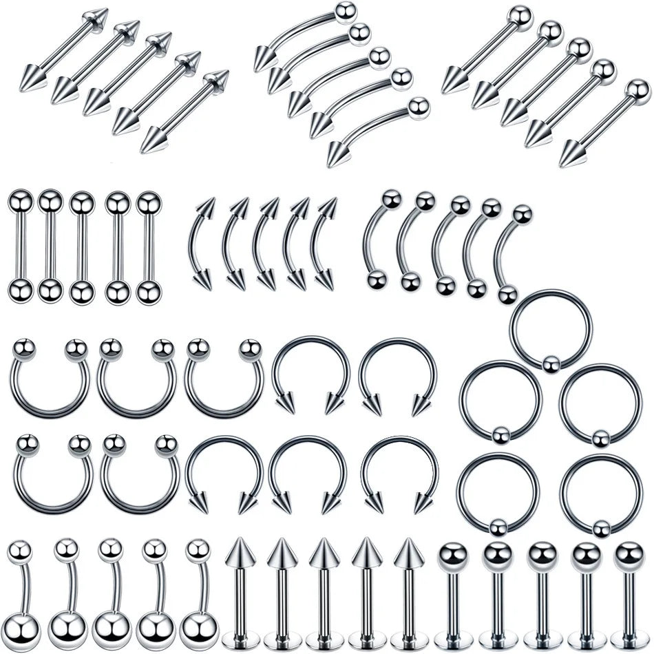 Fashion Septum Piercing Cartilage Earring Horseshoe Labret Stainless Steel Piercing Jewelry Set for Women
