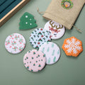 7Pack Custom Christmas Printed Reusable Makeup Remover Pad Cotton Rounds Face Cleansing Pad Set With Cotton Pouch
