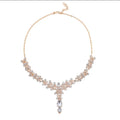 Luxury Eco-friendly Rhinestone Crystal Geometric Jewelry Set Shiny Wedding Earrings Necklace Set for Women