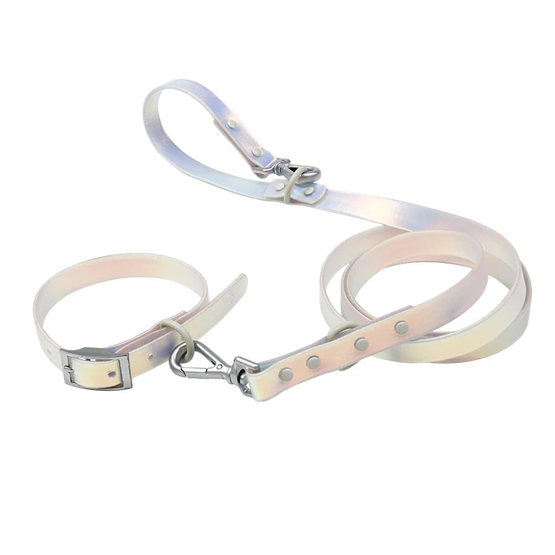 Newest Color Intrigue Waterproof Dog Collar and Leash Set Luxurious Dog Leash Waterproof PVC Strap High-end Customized Hardwares
