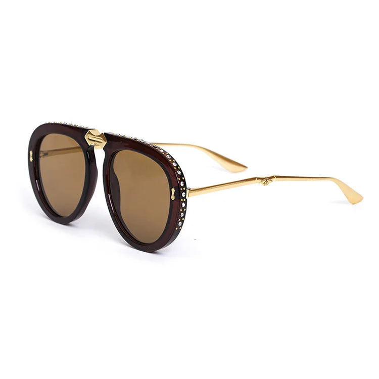Cool Shades Sunglasses Uv400 Oversize Sunglasses for Women Round Men Characteristic Folding Rhinestones Sunglasses