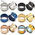Alisouy 3-38mm Hollow Stainless Steel No-Screw Fit Ear Gauges Tunnel Expander Plug Body Piercing Flare Earrings Stretching