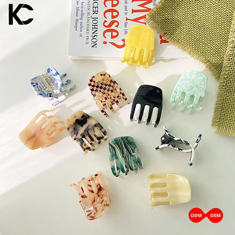 KUACHI Custom New Design Acetate Hair Claw Small Simple Cute Girl Hair Clip Wholesale Korean Luxury Women Hair Claws With Logo