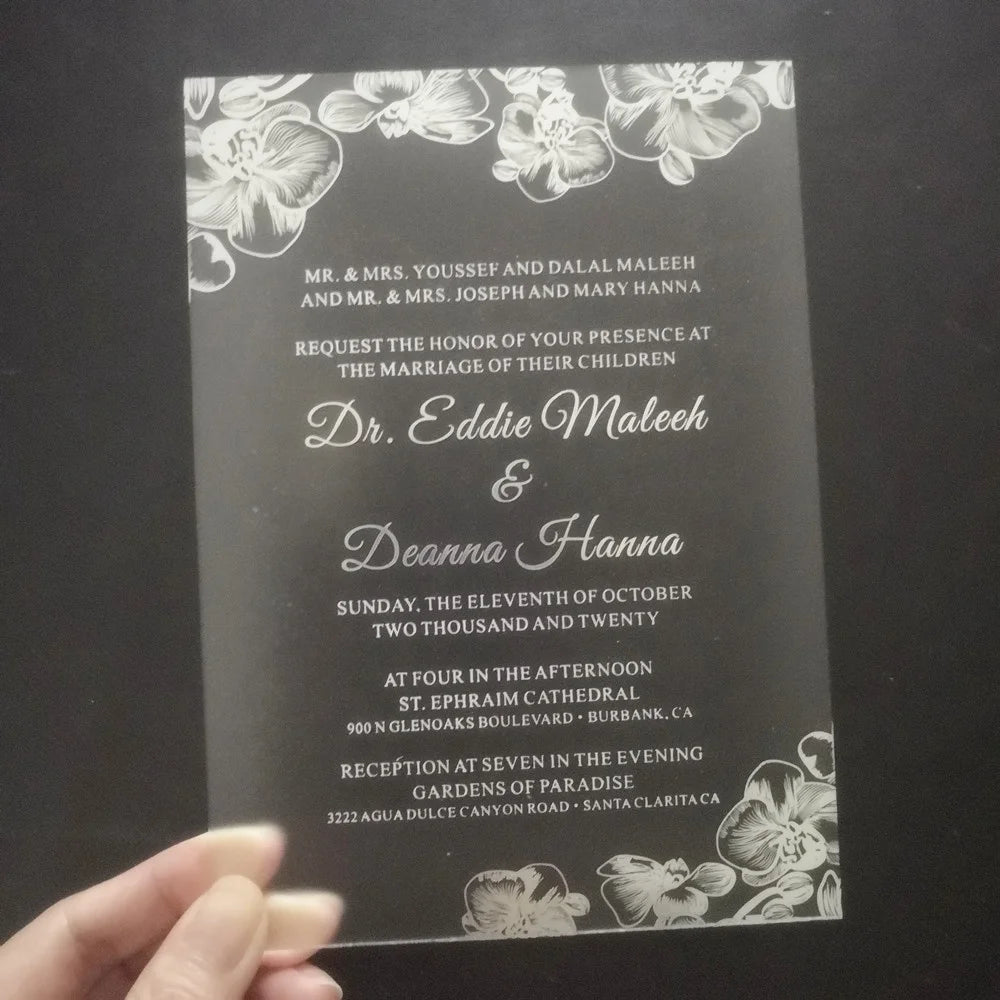 Frosted Acrylic Wedding Invitations with Envelope