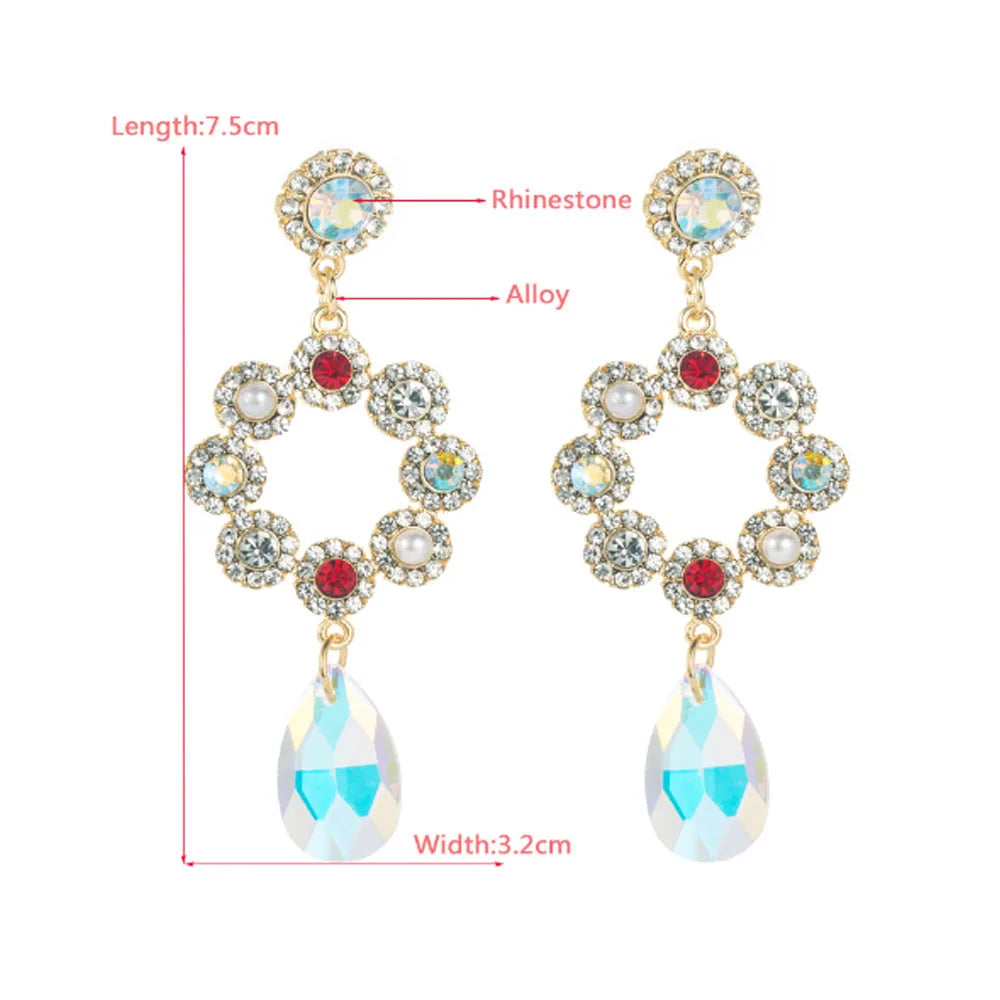 Christmas Fancy Glitter Glass Crystal Water Drop Glitter Hoop Party Club Earring Jewelry Women Earrings for Party Girls