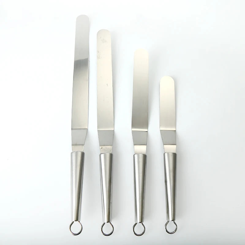 Hot Cake Spatula Set Stainless Steel 6''-8''-10''-12'' Blade Decorating Spatulas Baking & Pastry Tools