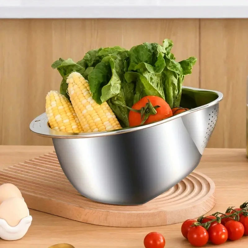 Rice Vegetable Washing Basket Strainer Stainless Steel Bowl Tray Wash Basin Accessories Drain Basket for Kitchen