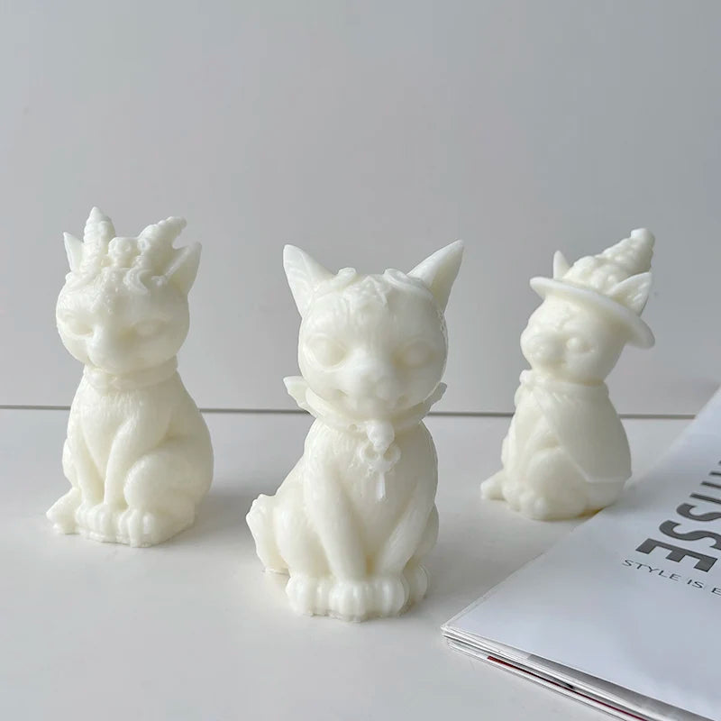 DIY Soap Plaster Decorative Ornament Mold 3D Three-dimensional Cat Candle Silicone Mold