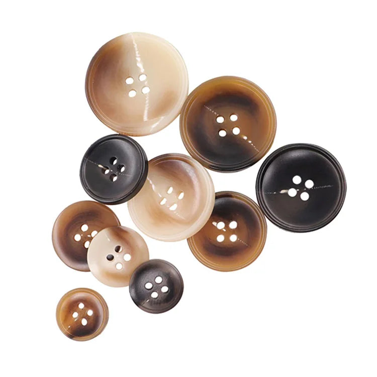 Pattern Four Eyes Resin Horn Style Coat Wool Sheep Cashmere Horn Plastic Button for Suit