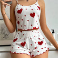 Women's Pajamas Set Sleepwear 2 PCS Short Tank Tops And Shorts Soft Casual Love Printing S M L