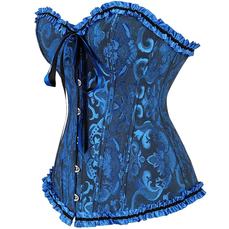 Newly Designed Women's Satin Corset with Breathable Lace Edge Sexy Waist Cincher Shapewear for Wedding or Over Breasts Coverage