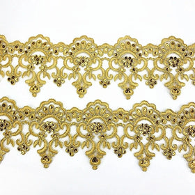Width 11.5cm Eco-Friendly Gold White Black Polyester Sequin Embroidered Mesh Lace Trim for DIY Headscarf Clothing Accessories