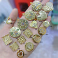 CZ8567 18K Gold Plated Blessed Virgin Mary Medal Pendant CZ Pave Heart/Star/Moon/Disc Religious Charms for Jewelry Making