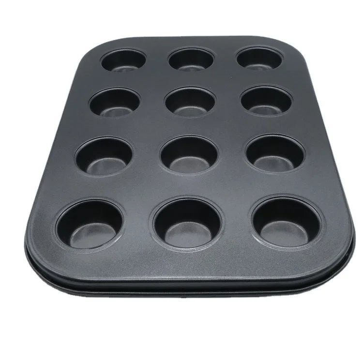 Wholesale OEM Food Grade Customize Kitchen Tools Carbon Steel 12-Holes Cake Mould Muffins Baking Dishes & Pans for Kitchen