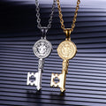 K026 Religious Jewelry Stainless Steel Benedict Key Necklace