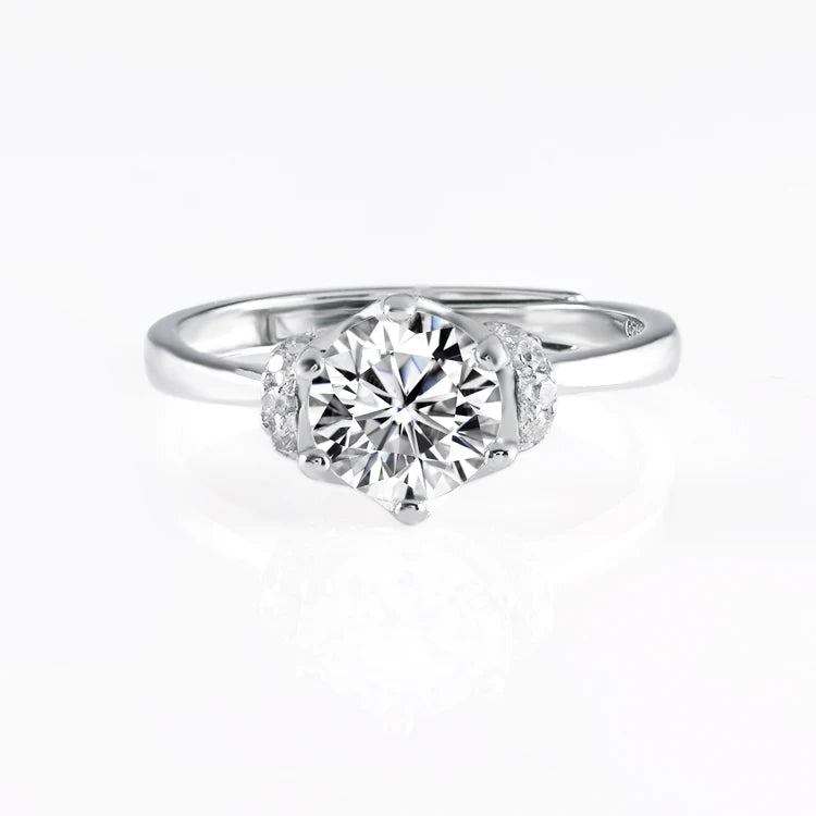 Fashion Jewelry Gift 925 Silver Rings Round 6.5mm 1ct Moissanite Engagement Ring for Men Women