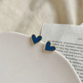Fashion Incs S925 Pure Sterling Silver Gold Plated Enamel Trendy Blue Peach Heart Stud Earrings for Wedding Party