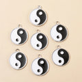 Antique Silver Plated Enamel Tai Chi YIN YANG Metal Charms Pendants for Jewelry Making DIY Black and White Yin Yang Accessories