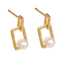 Fashion Minimalist Jewelry 925 Sterling Silver Stud Earrings square Pearl Gold Plated Stud Earrings for Women