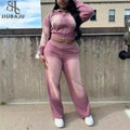 Color Patchwork 2 Two Piece Sets Women Outfits Fashion Zip up Long Sleeve Crop Hoodie and High Waist Pants Set