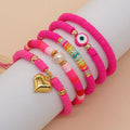 Go2boho Gold Plated Heart Charm Heishi Beaded Bracelet Women Pulsera Jewelry Fashion Boho Handmade String Pearl Bracelet Set