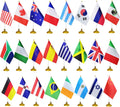 International World Miniature Desk Flags Silk Pennant Style Table Flags with Stands Base Small Country Desktop Flag Holder